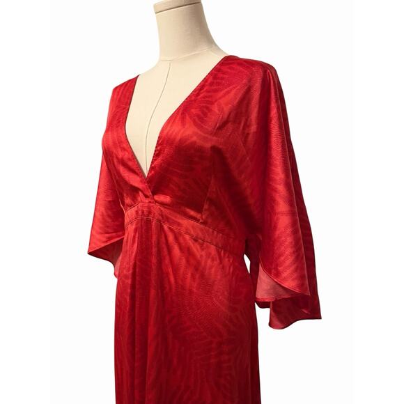 Fe Noel X Target Dress Size 16 Palm Leaf Contrast Print Flutter Sleeve Maxi NWT - Picture 4 of 10